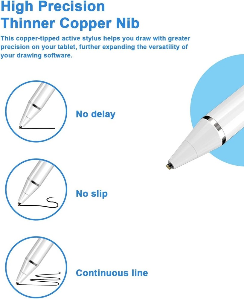 Stylus Pen for Touch Screen 1.5mm Fine Point iPhone White
