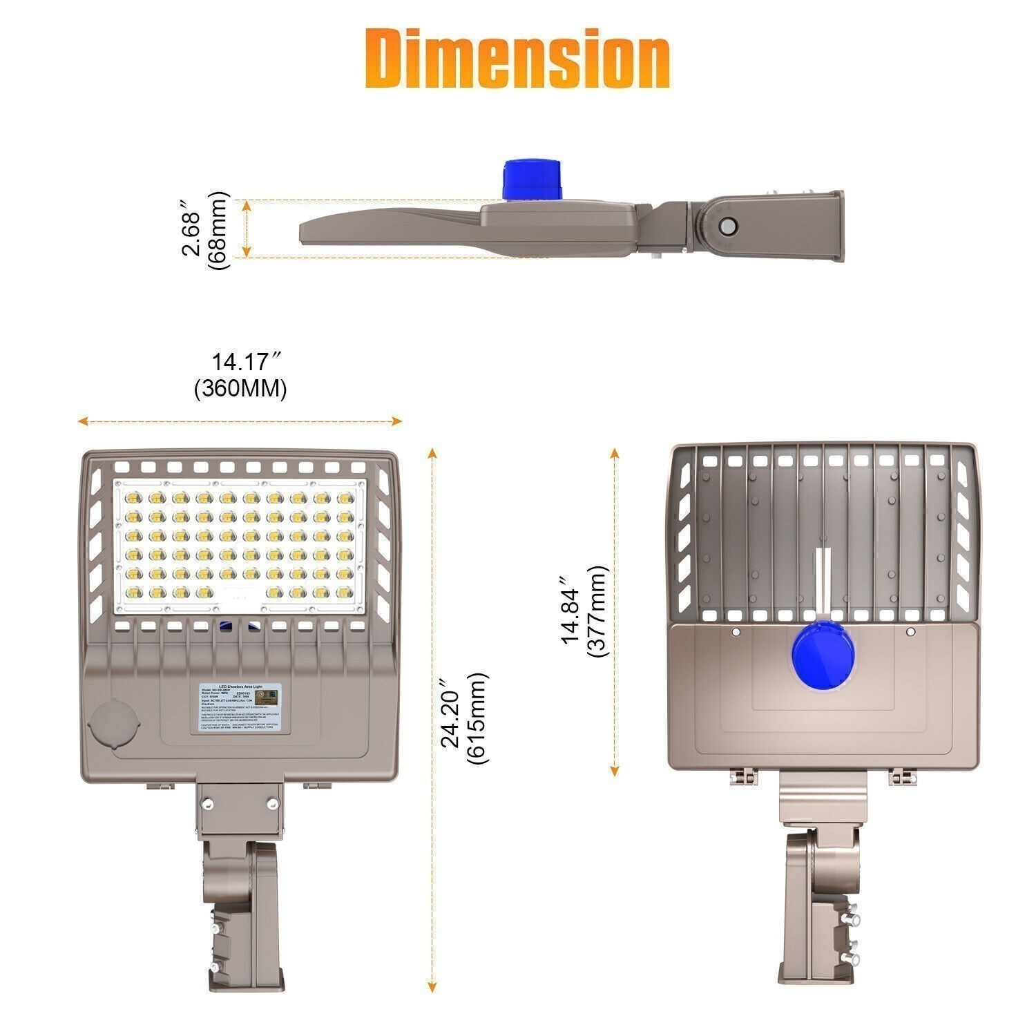 200W LED Shoebox Pole Light Outdoor Street Parking Lot Fixture with Photocell