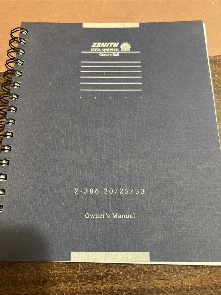 Zenith Z-386 Manual Guide Toolbox Data Systems Ms-dos Shell Lot 1990