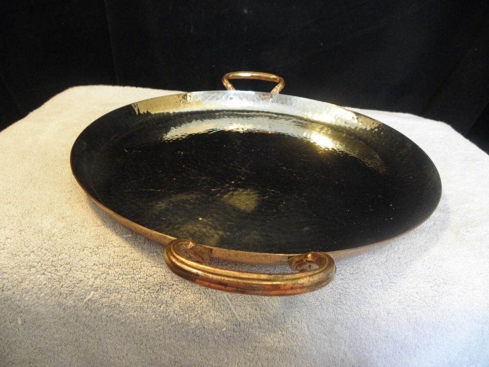 Hammered copper 14 1/4 inch serving tray, marked Gorham