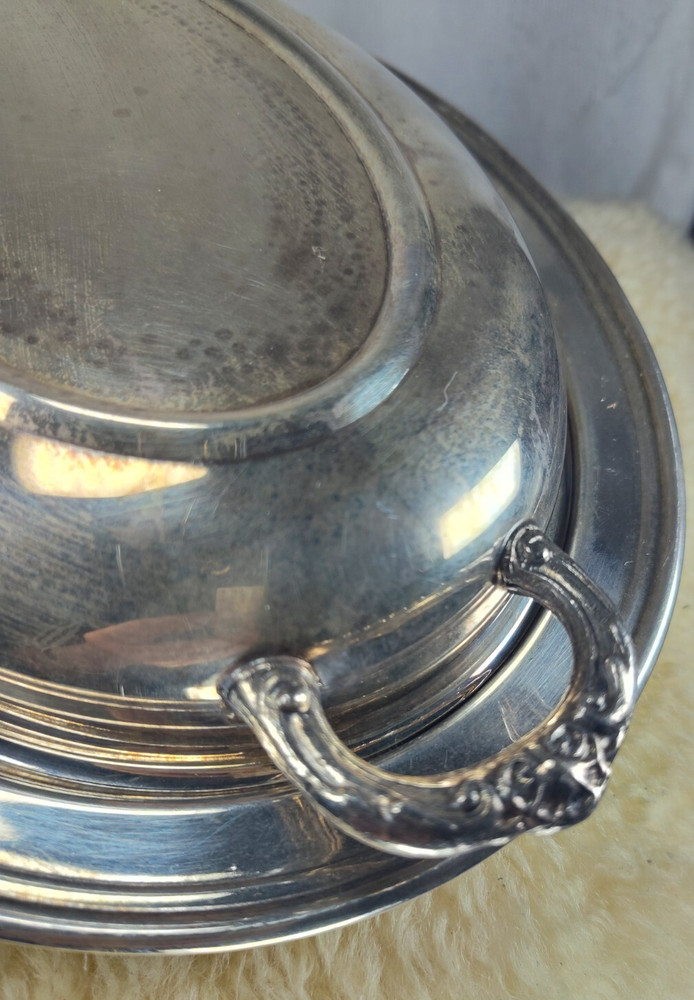 LEONARDO SILVER PLATED SERVING PLATTER 11" WITH GLASS LINER - GOOD CONDITION