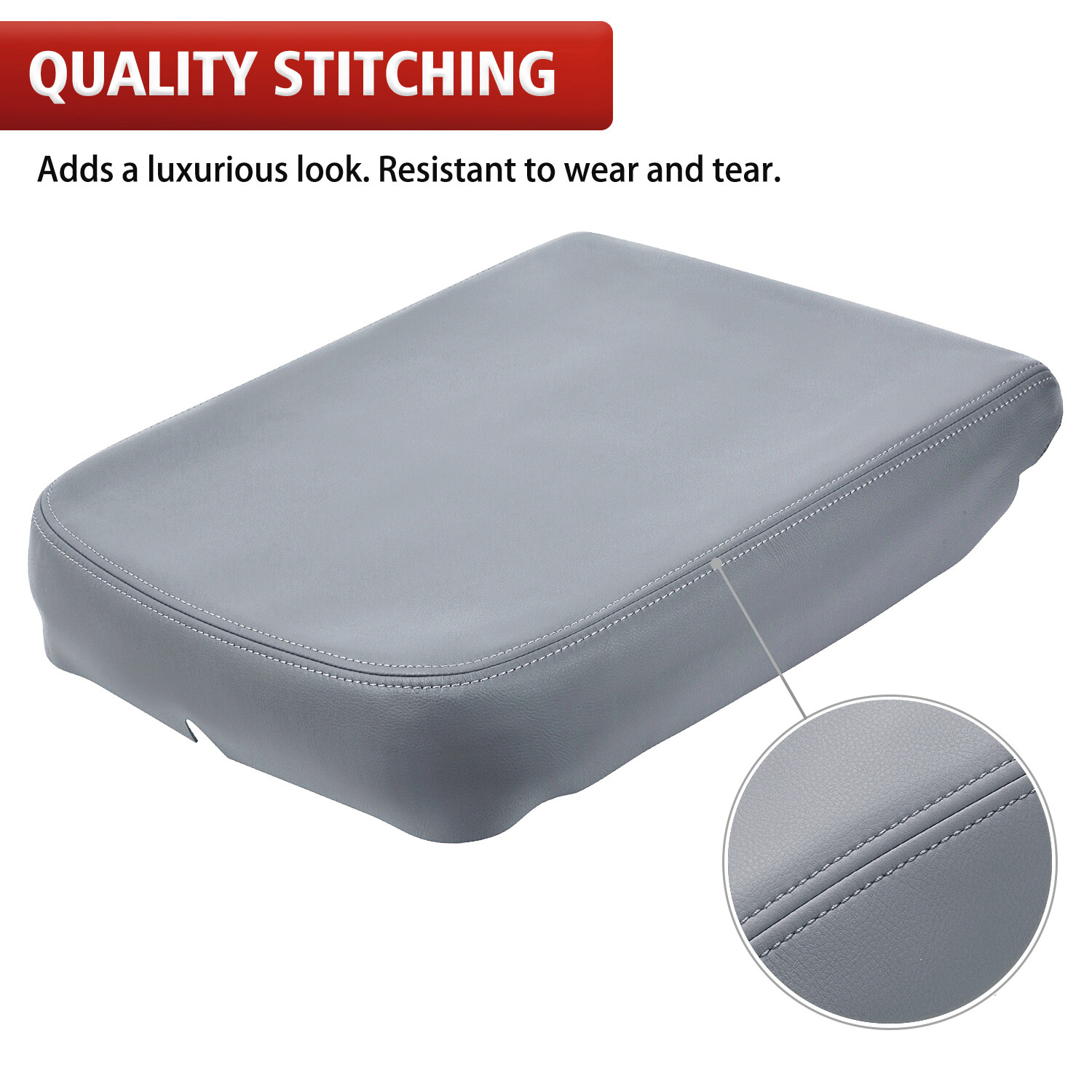 Fits 2002-2008 Dodge Ram 1500 2500 3500 Console Lid Armrest Cover Leather Gray