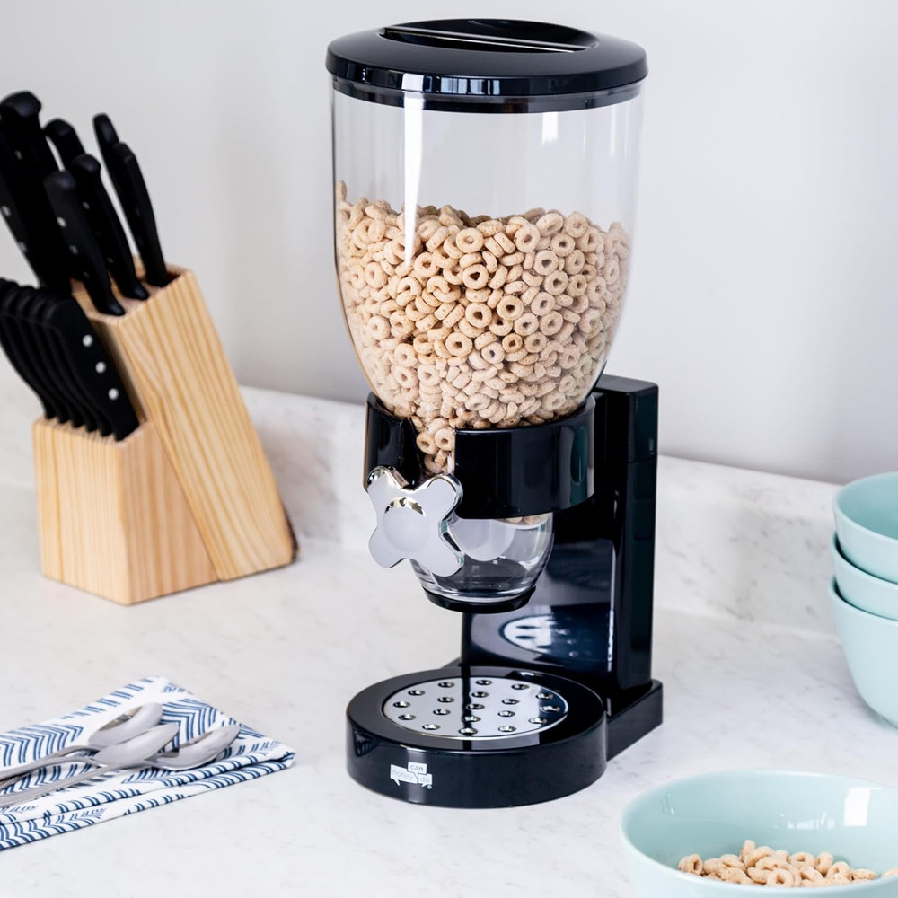 Dry Food Dispenser, Single Control, Black/Chrome