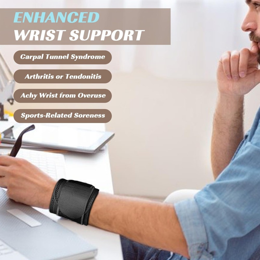 2PACK Wrist Compression Strap,Highly Elastic Adjustable Wrist Wrap Sport Supp...