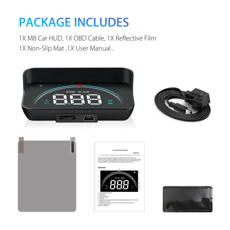 Car Digital HUD Head Up Display OBD2 II Over Speed Warning Speedometer Projector