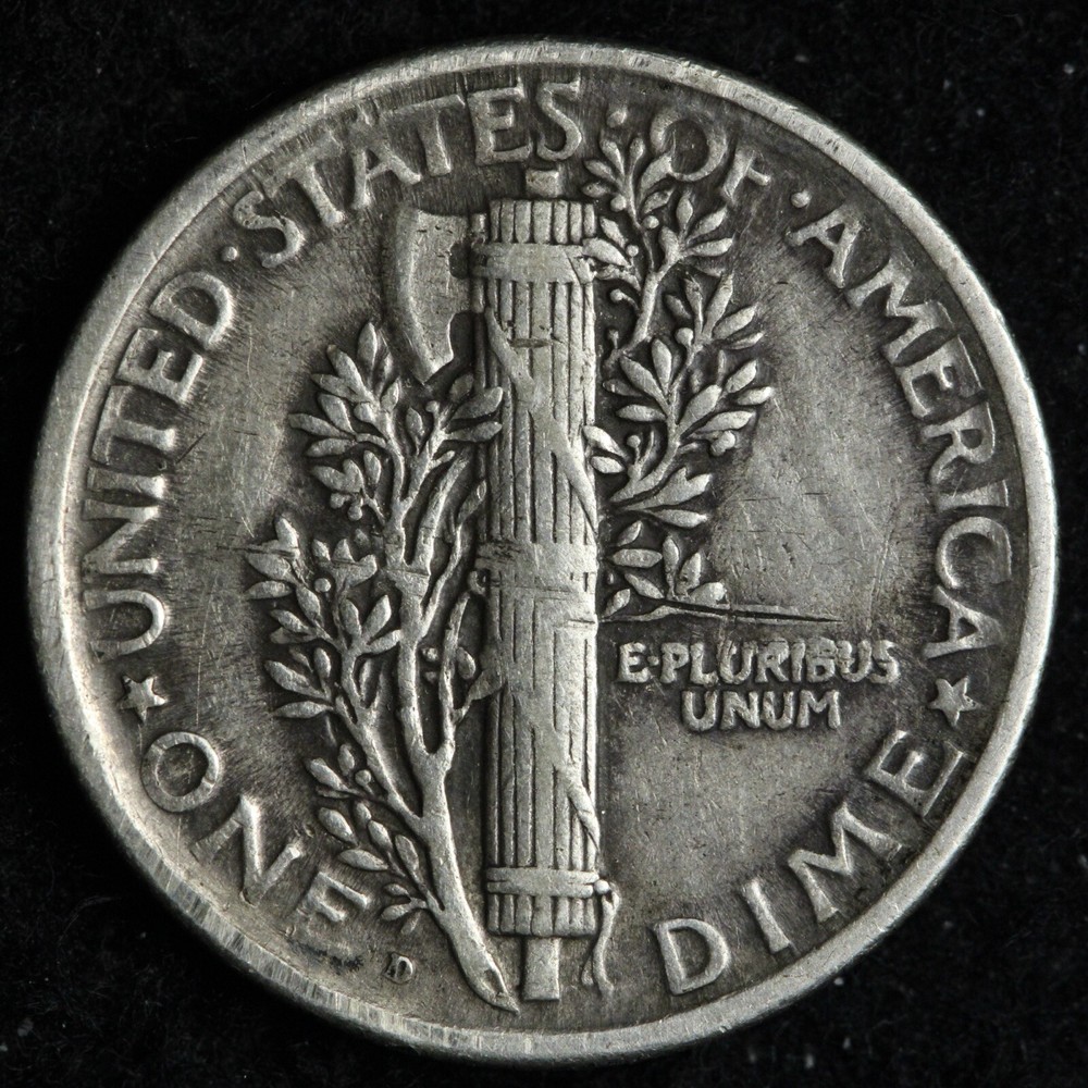 1918-D Mercury Silver Dime XF+ E245 TYNE