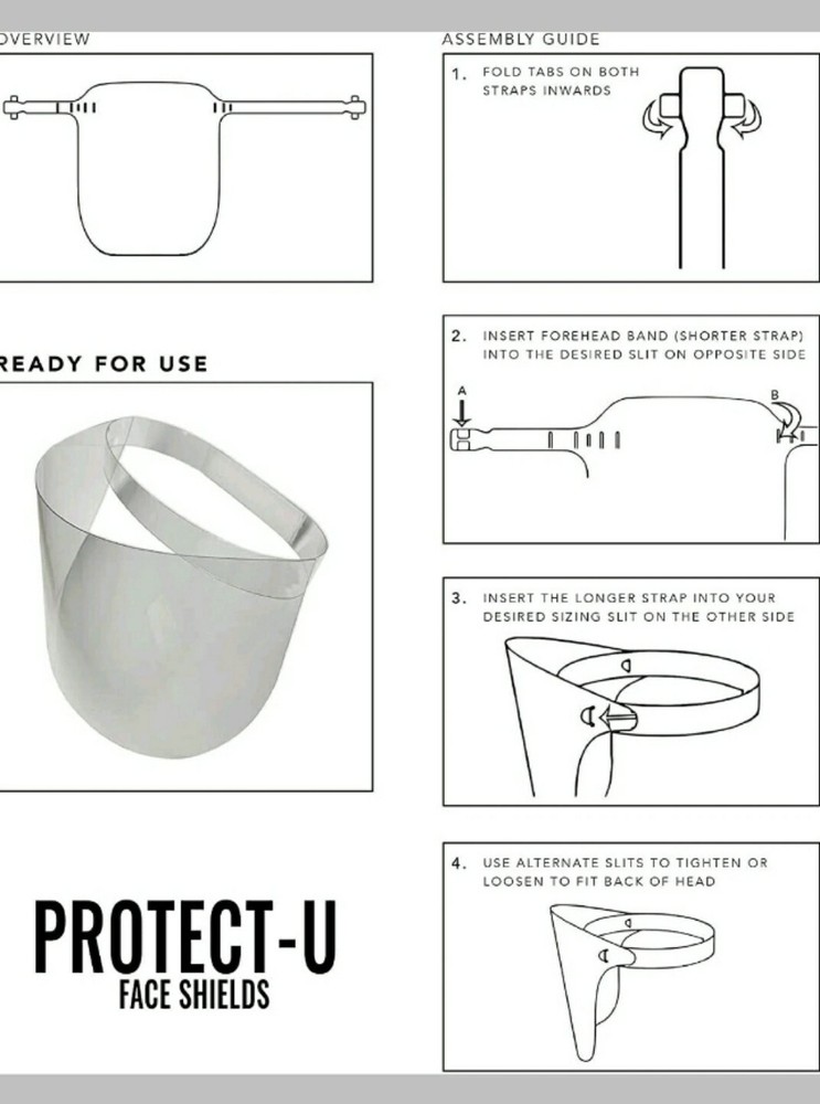 100 Pack Plastic Face Shields - Protective Face Shield for Adults - ADJUSTABLE