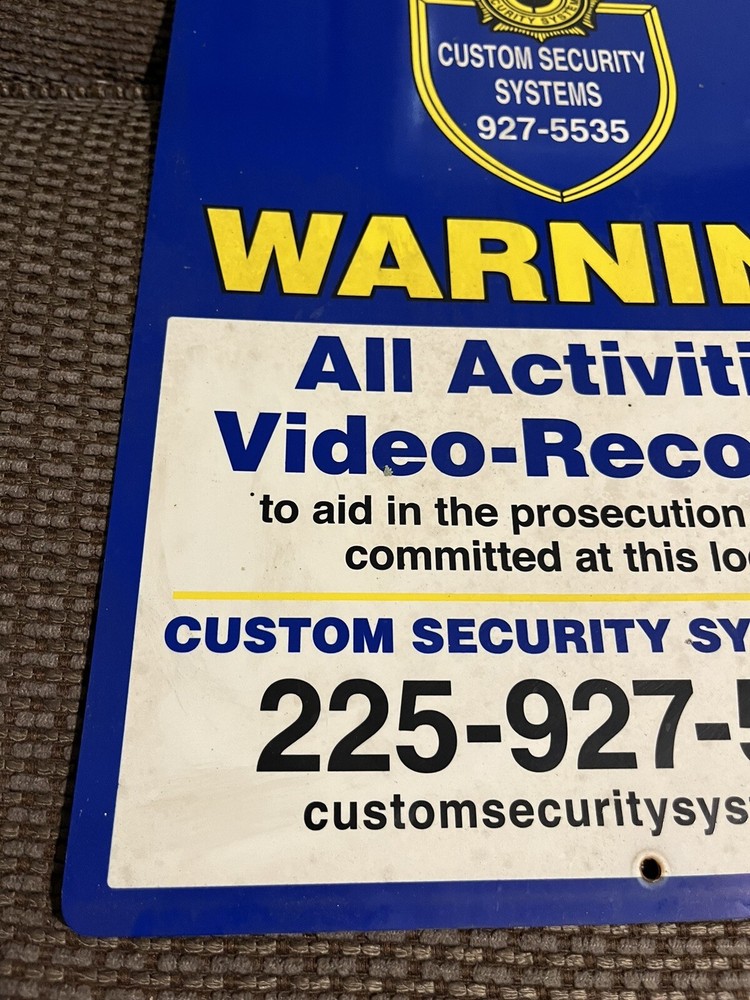 Custom Security Systems Warning Sign - Plastic - All Activities Video Recorded