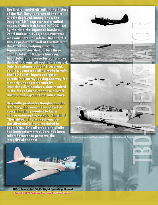 Douglas TBD-1 DEVASTATOR Pilot Flight Operating Manual Torpedo Bomber