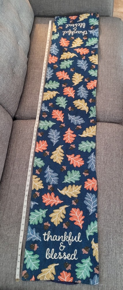 Table Runnet. Fall Decor. Blue. Fall Leaves.