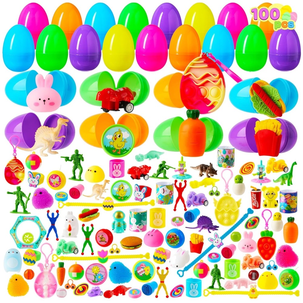 Assorted Toy-Filled Easter Egg Shells - 100 Pcs