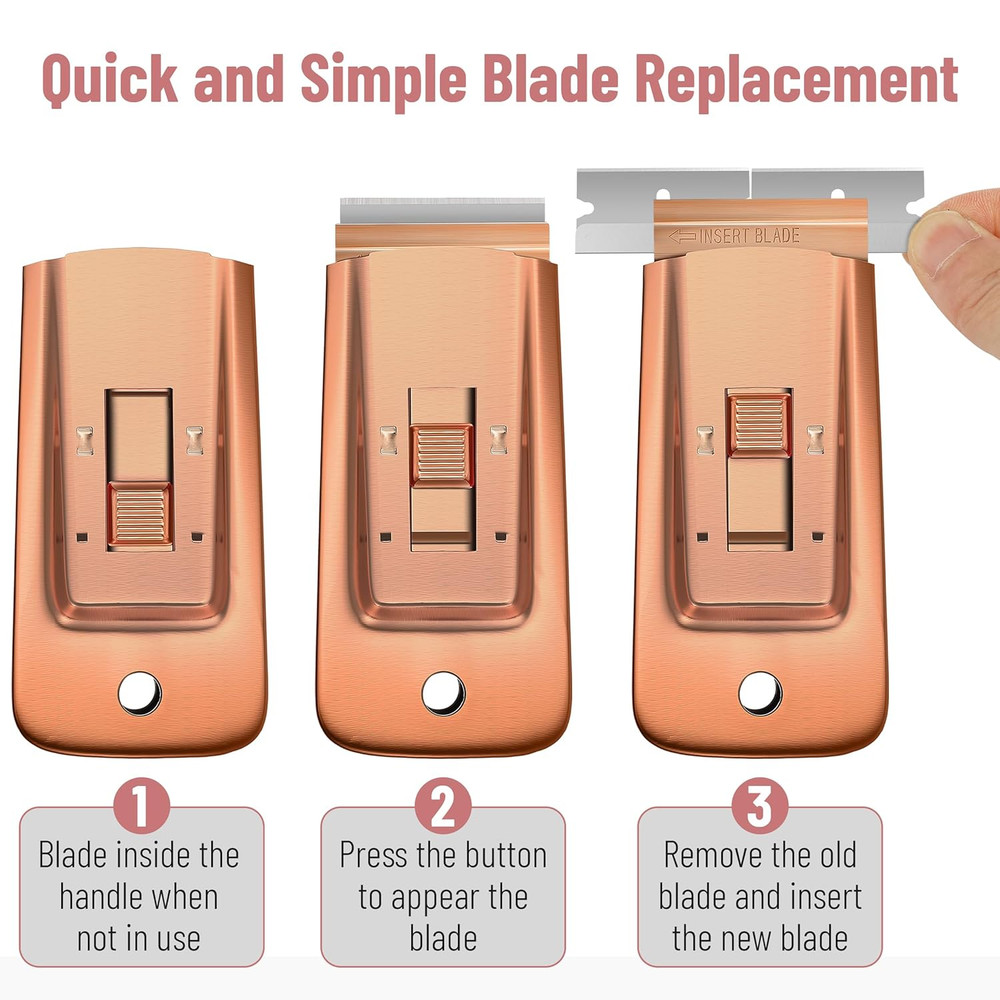 Bates Razor Blade Scraper 2 Pack with 30 Extra Blades for Glass Window Paint