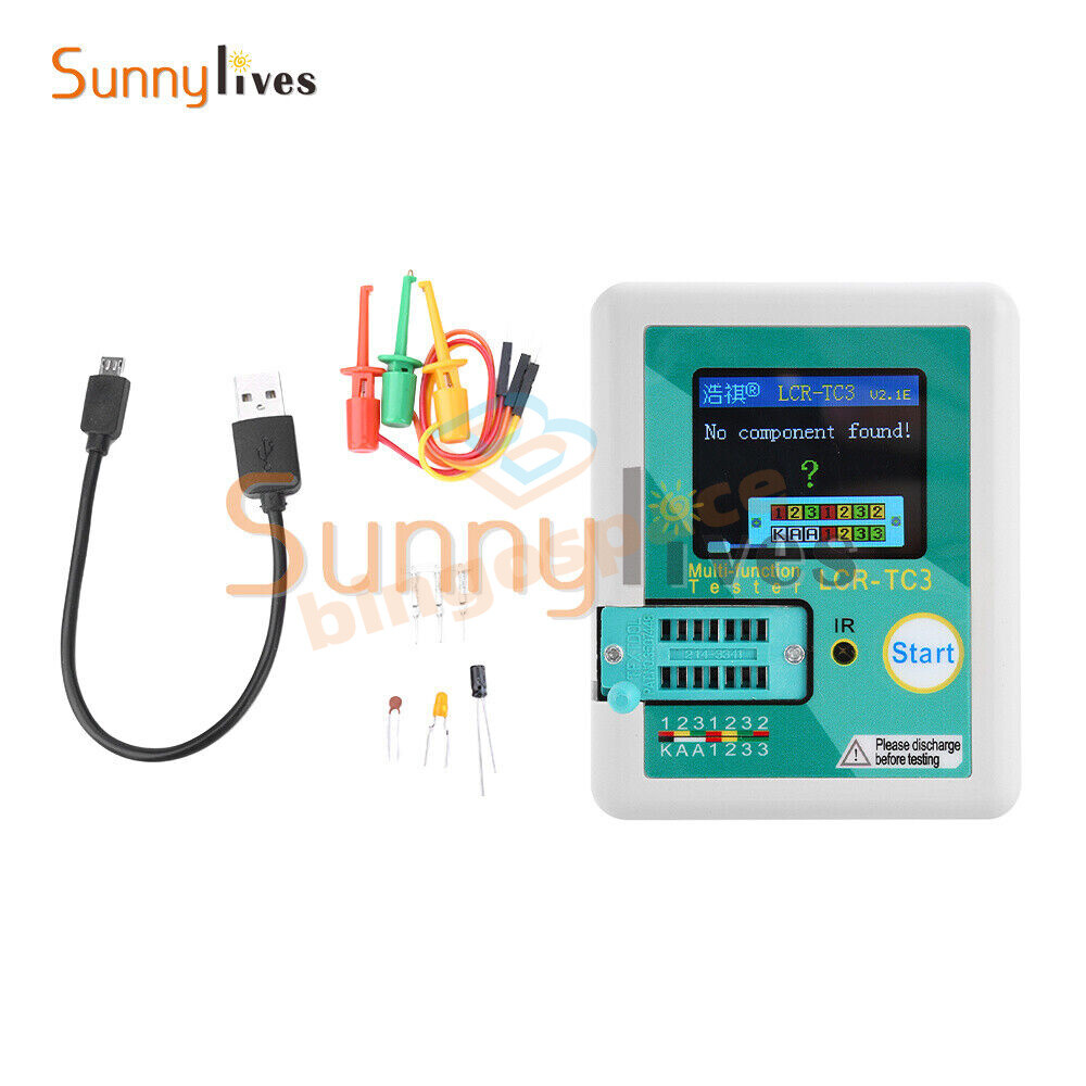 LCR-TC3 High-precision Transistor Tester Diode Capacitance Test Meter + Cable US