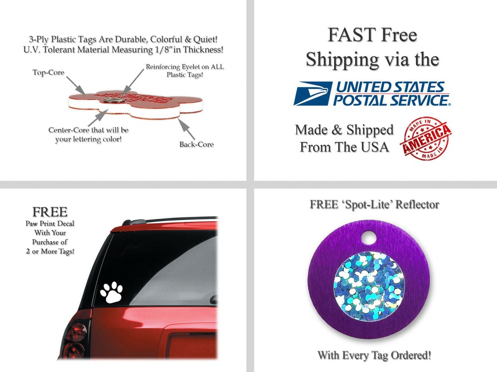 Plastic Bone Shape Pet ID Tags Custom Engraved Durable Dog Name Identification