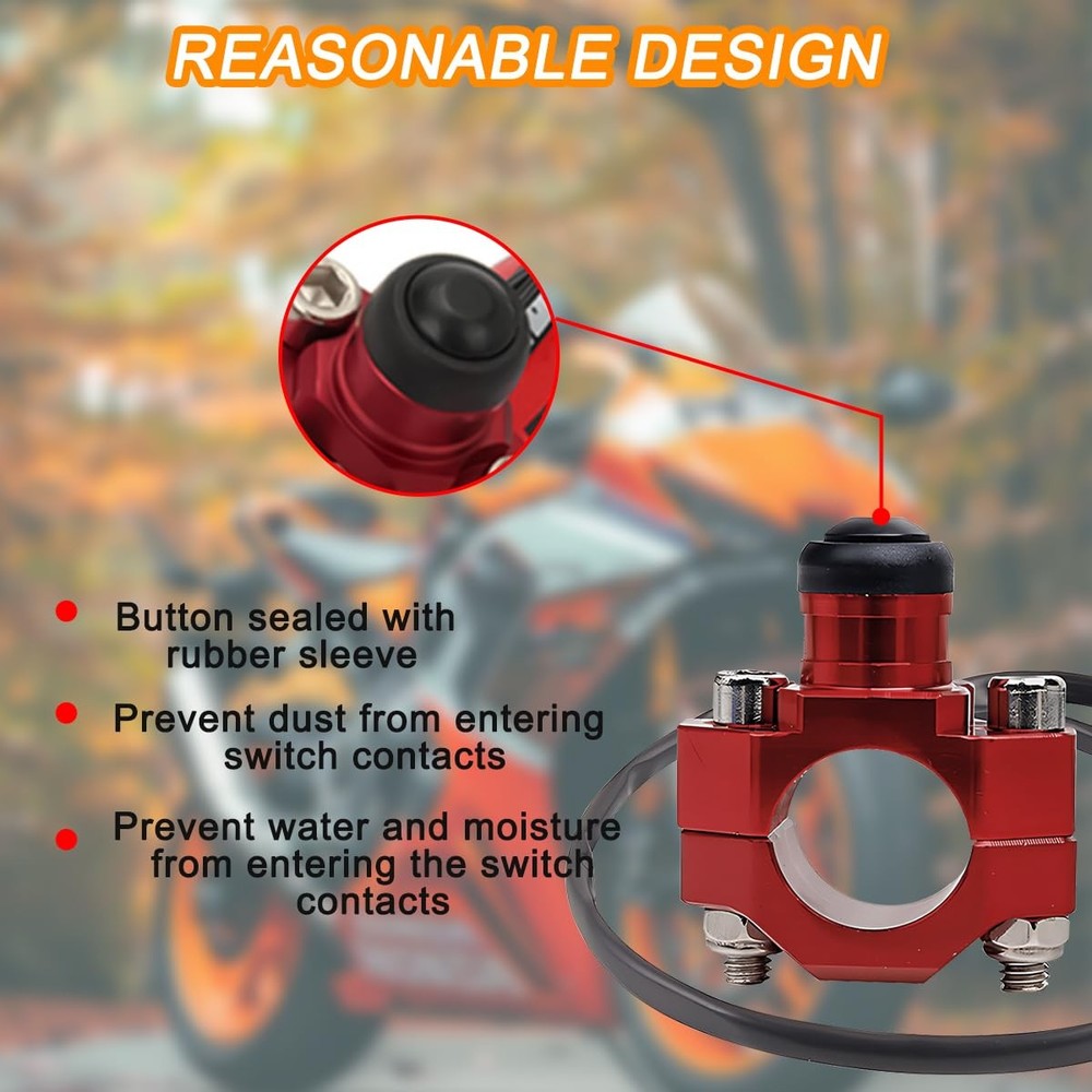 Bittwee CNC Universal Motorcycle Engine Stop Start Kill Switch Button, Red