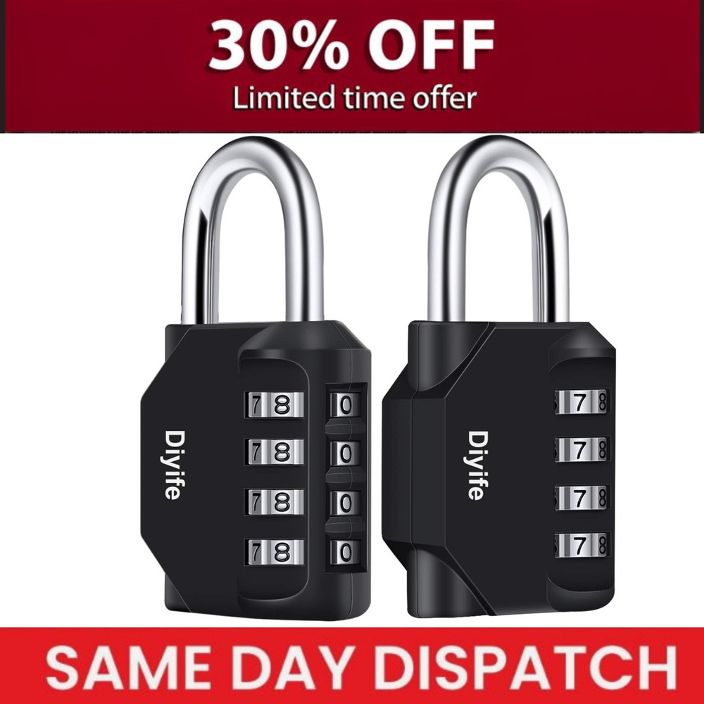 Diyife Combination Padlock, [2 Pack] 4 Digit Locker Lock Weatherproof Lock Outdo