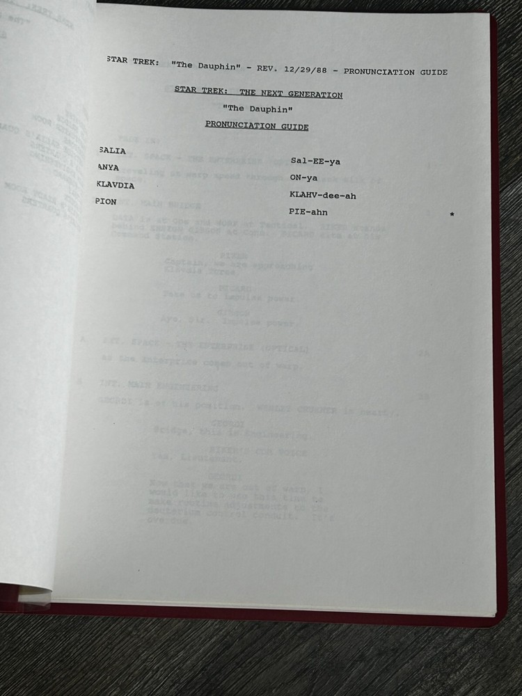 STAR TREK Script The Next Generation Dauphin 2nd Revision Final Draft Dec 1988