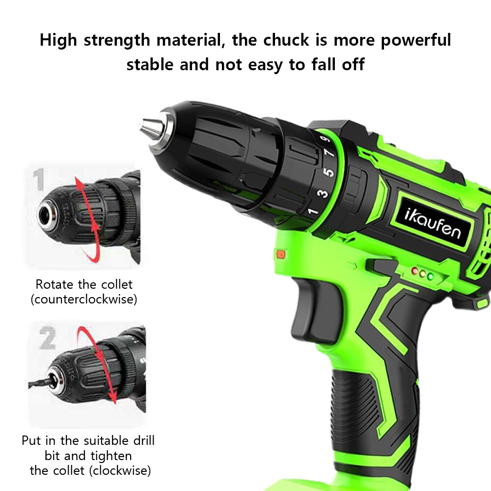 36Volt Drill 2 Speed Electric Cordless Drill / Driver with Bits Set 2 Battery A9