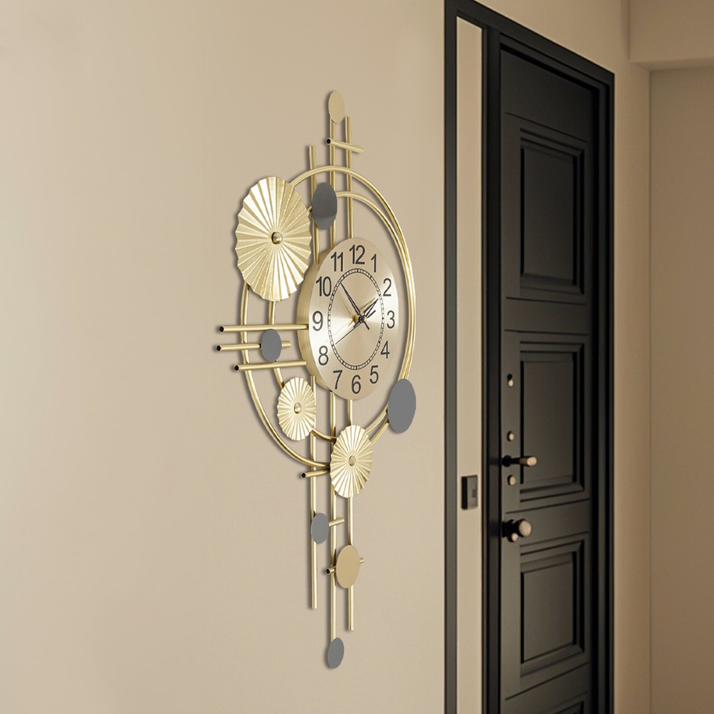 Modern Gold Wall Clock, Elegant Design, Silent Movement, Wall Mount Decor