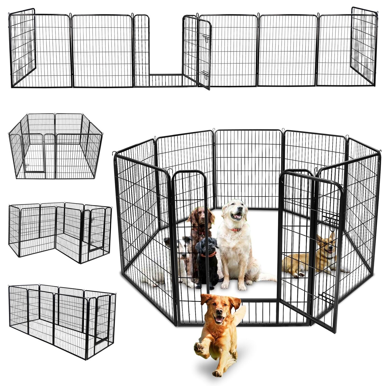 SEGAWE 8 Panels 40'' Large Dog Playpen Dog Fence Puppy Exercise Pen W/Doors