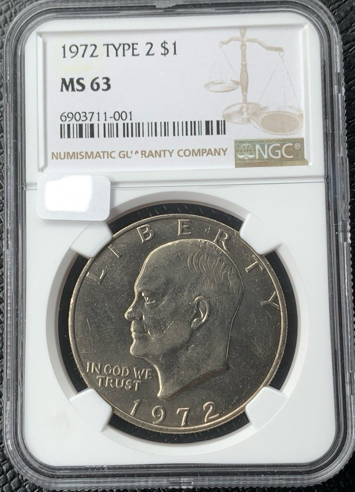 1972 $1 Type 2 Eisenhower Ike Dollar NGC MS63