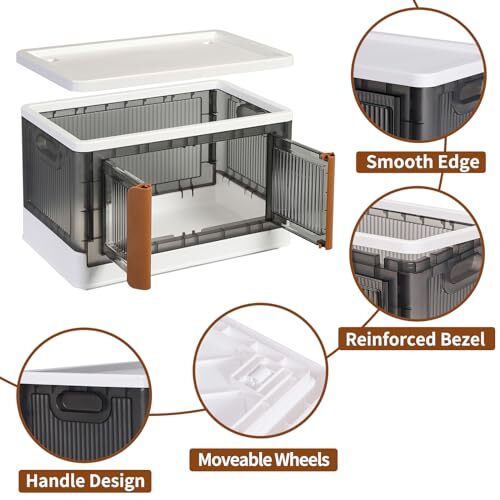 HAIXIN STORAGE BINS WITH LIDS COLLAPSIBLE AND STACKABLE - WHITE