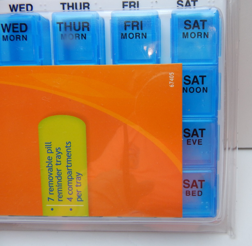 Rexall Weekly Pill Organizer 7 Days Removeable 4 Compartments per Day (W285