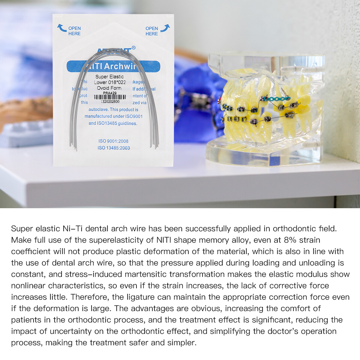 ortodoncia dental súper elástica niti arco cables Forma ovoide rectangular