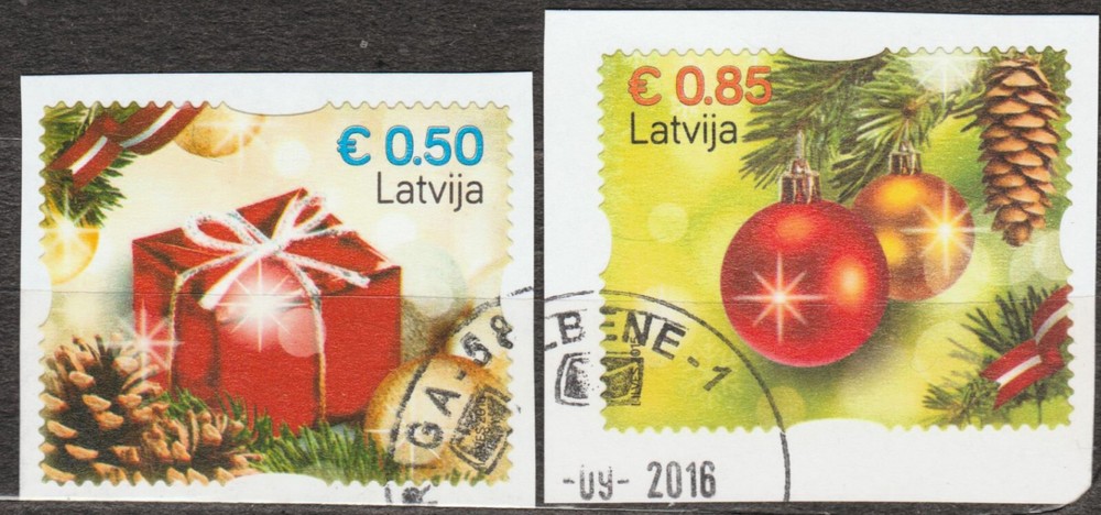 LATVIA 2016 Christmas (selfadhesives), used, full set