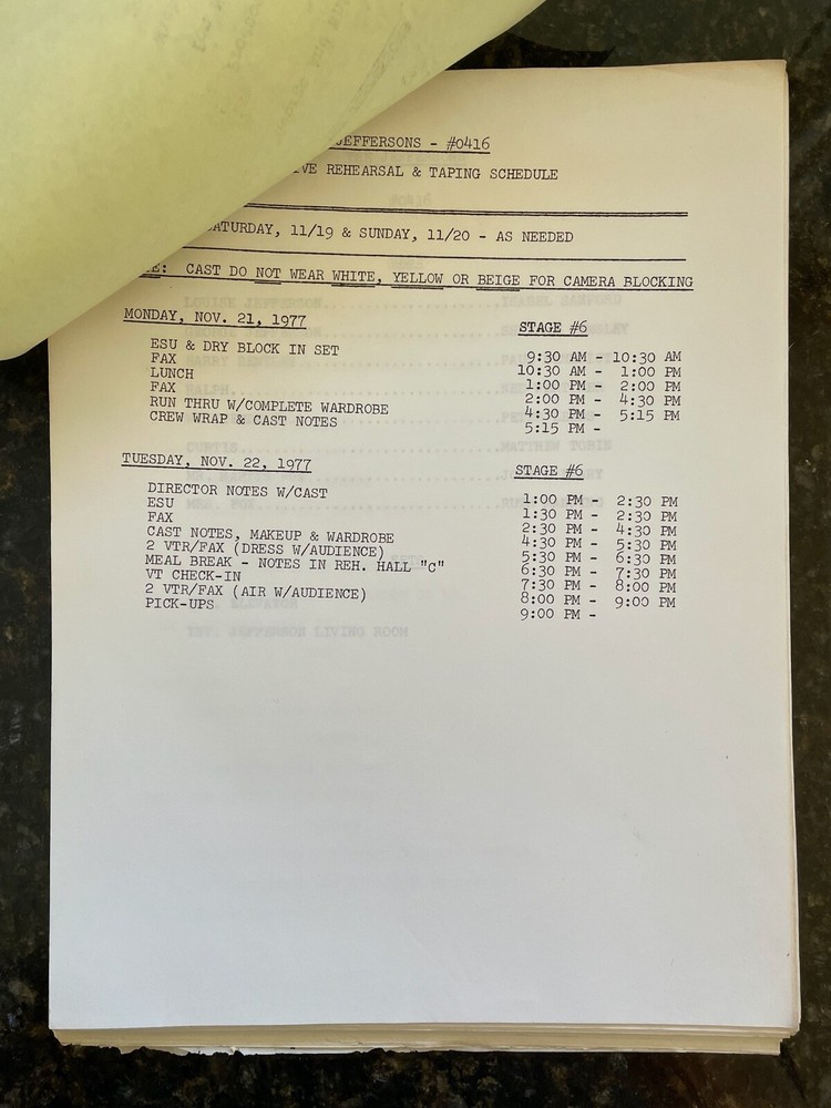 The Jefferson's Original TV Script - "George and Whitty"