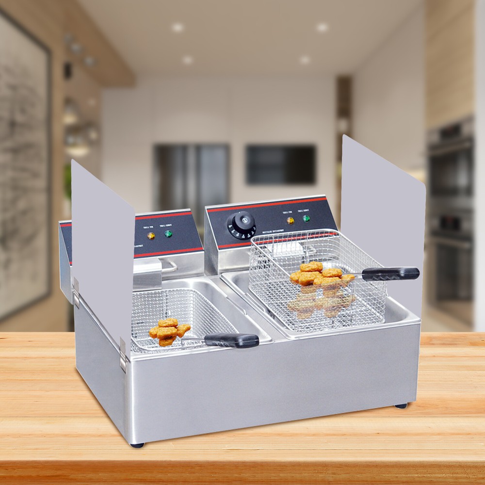 2 Pack Universal Stainless Steel Deep Fryer Splash Guard Insert Left & Right