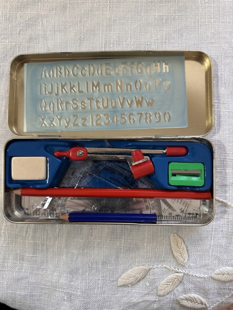 Superior Mathematical Drawing Instruments in Tin Container Made in England
