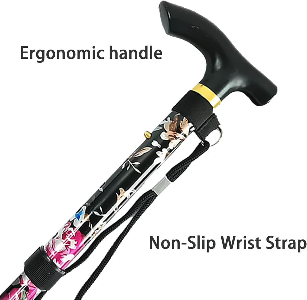 Folding Cane, 5-Level Adjustable Height Lightweight Portable Foldable Walking Ca