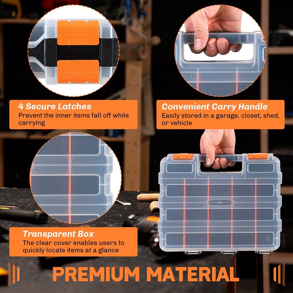 weyleity Small Parts Organizer | Storage Case Tools Box Black