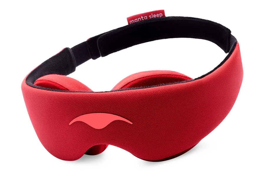 Manta Sleep Mask Soft Adjustable Light Blocking Eye Cups Soft Mask Gray & Red