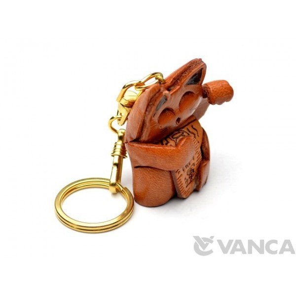 Lucky Cat Leather Keychain(L)