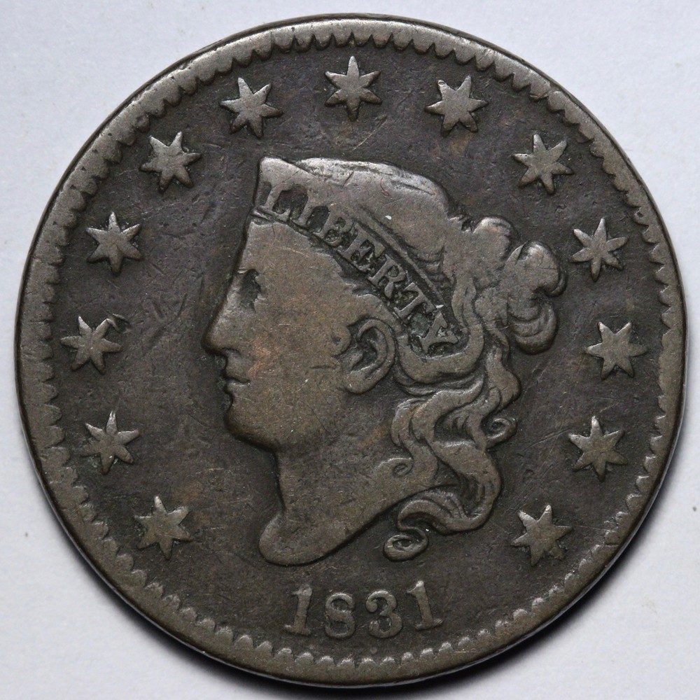 1831 Coronet Head Large Cent VF E114 YAKNM