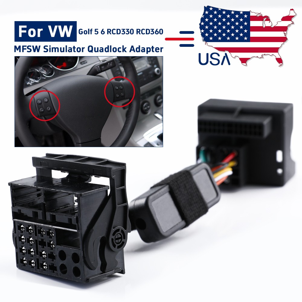 RCD330 RCD360PRO Steering Wheel Simulator Quadlock Adapter Cable For VW Golf 5 6