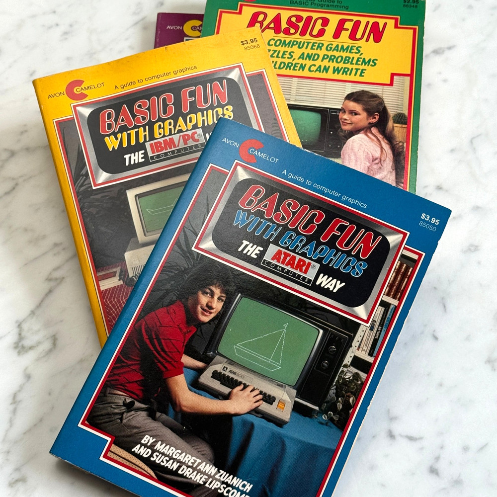 Vintage 1983 BASIC Programming Books including Atari & IBM/PC Graphics & Games