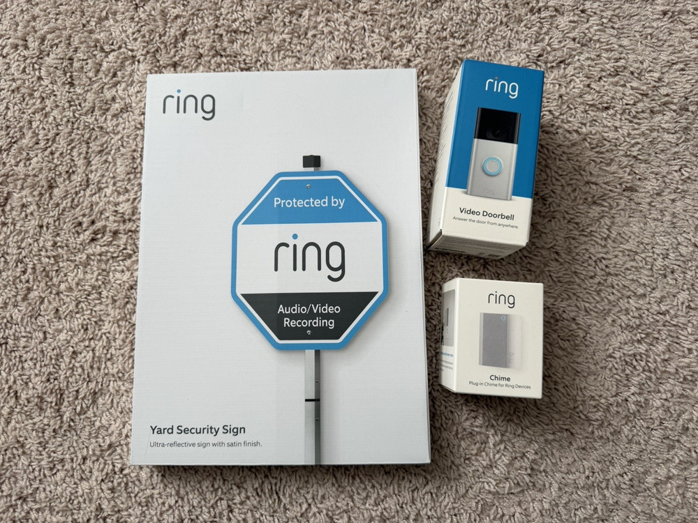 NEW Ring Video Doorbell Plus, Chime Pro, & Yard Security Sign Bundle