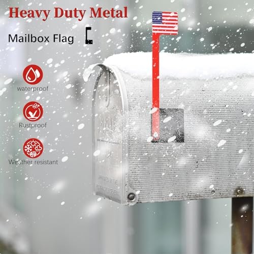 2 Pack Mailbox Flag Replacement Kit, Red Metal Mailbox Flag for Outside,