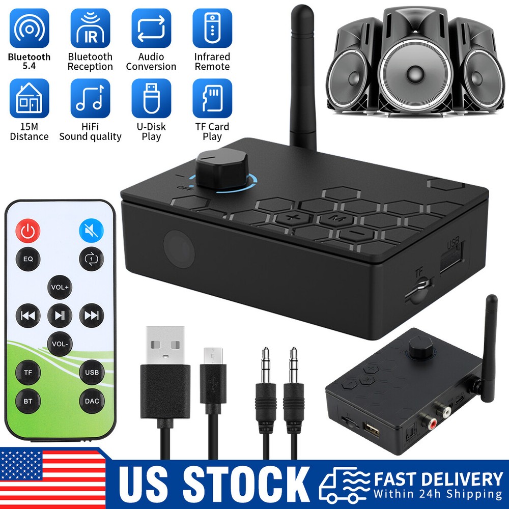 Bluetooth 5.4 Audio Receiver Transmitter FM USB 3.5MM AUX RCA Stereo HIFIAdapter