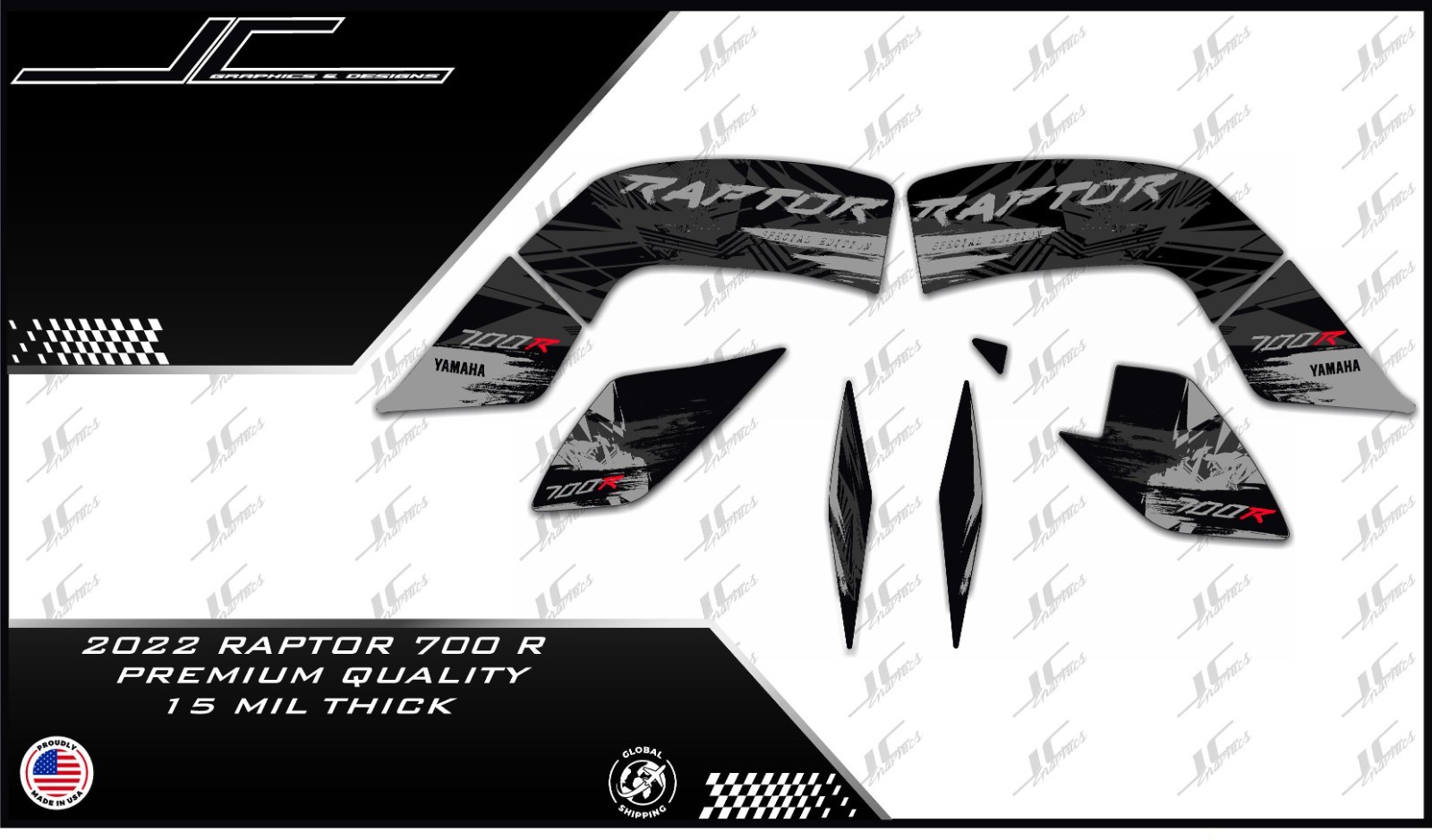 2022 YAMAHA RAPTOR 700R SE full graphics kit  THICK AND HIGH  GLOSS
