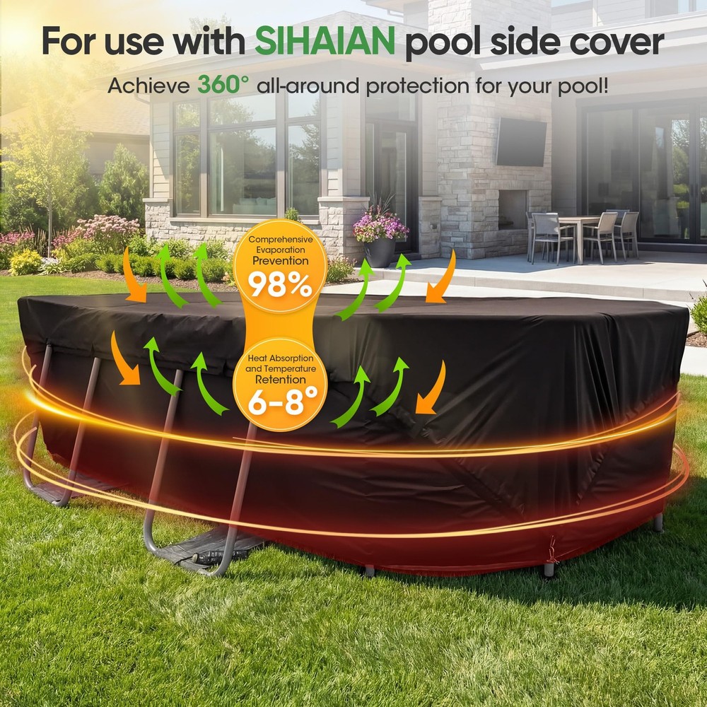 15x30Ft Oval Pool Cover Patented Design Four-Corner Locking 500D Rectangular ...