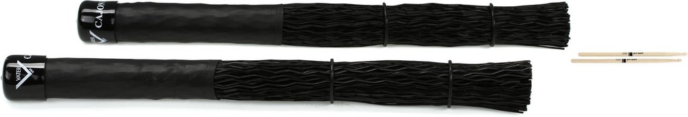 Vater Cajon Brushes (pair) + Promark PW747W Value Bundle