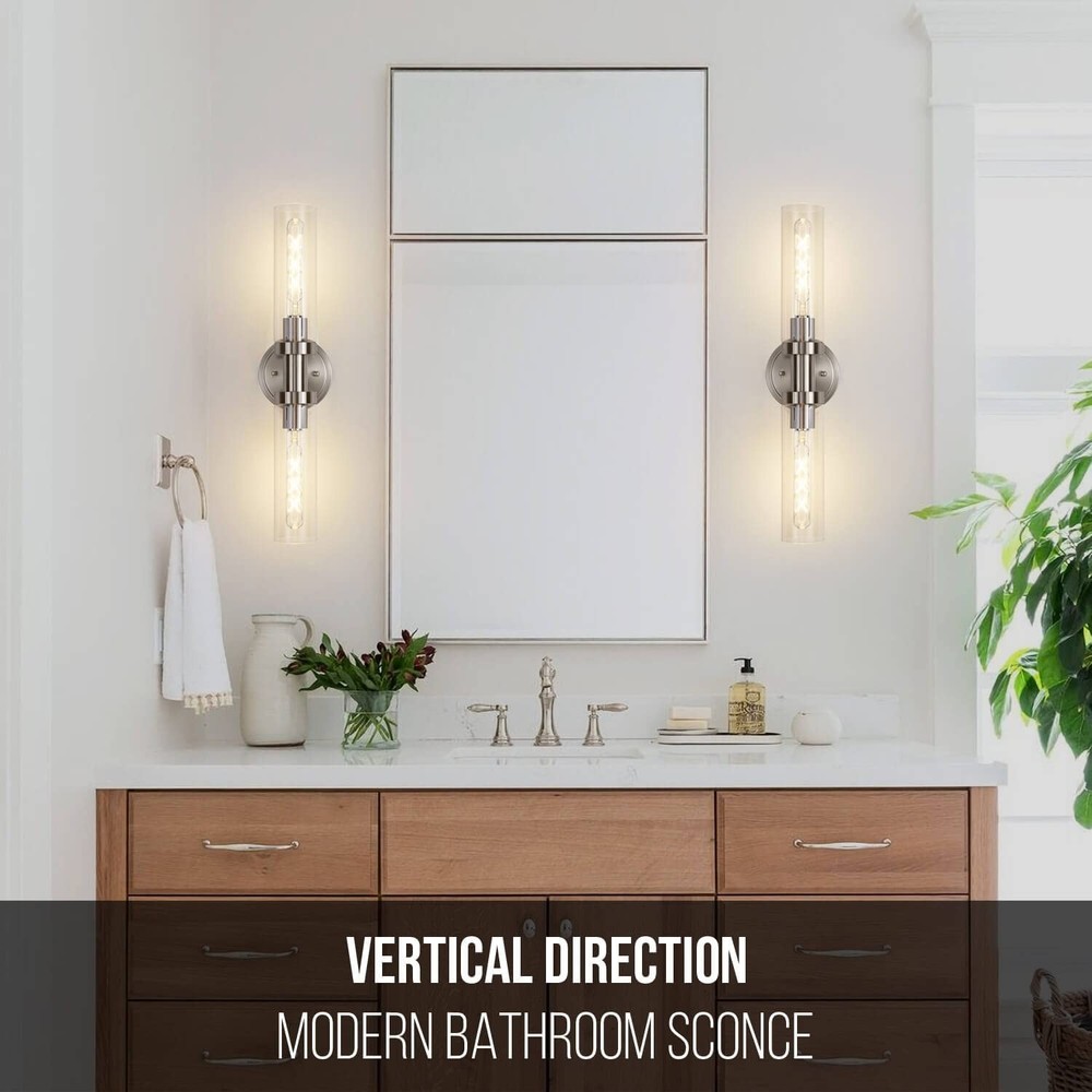 Brushed Nickel Hardwired (1 Pack), (Hardwired) & Clear Glass