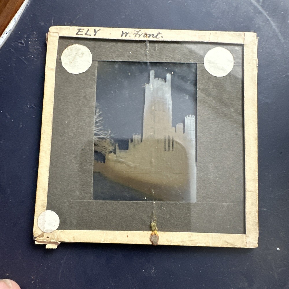 Antique Magic Lantern Slide Ely cathedral west front