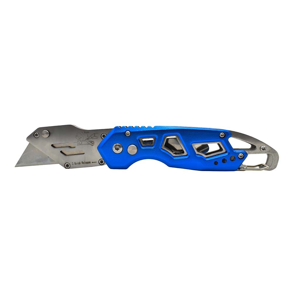 Folding Utility Pocket Knife Box Cutter with Belt Clip, Easy Release Button