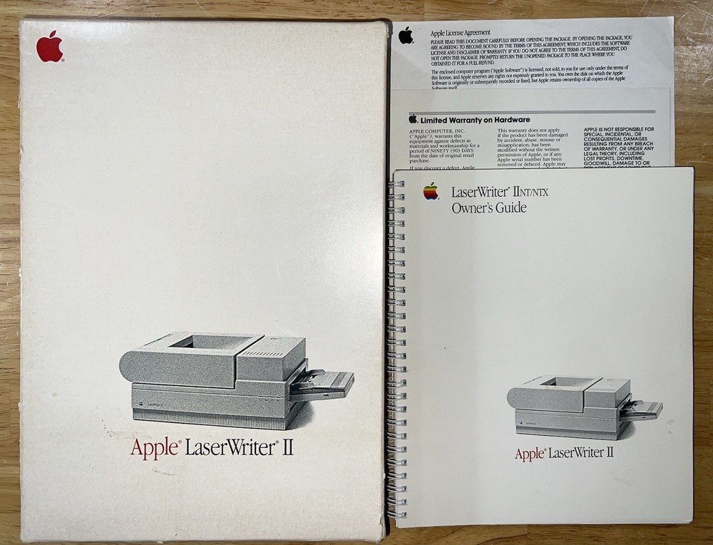 1988 Apple LaserWriter II NT/NTX Printer Accessory Kit Box Manual +Inserts NICE!