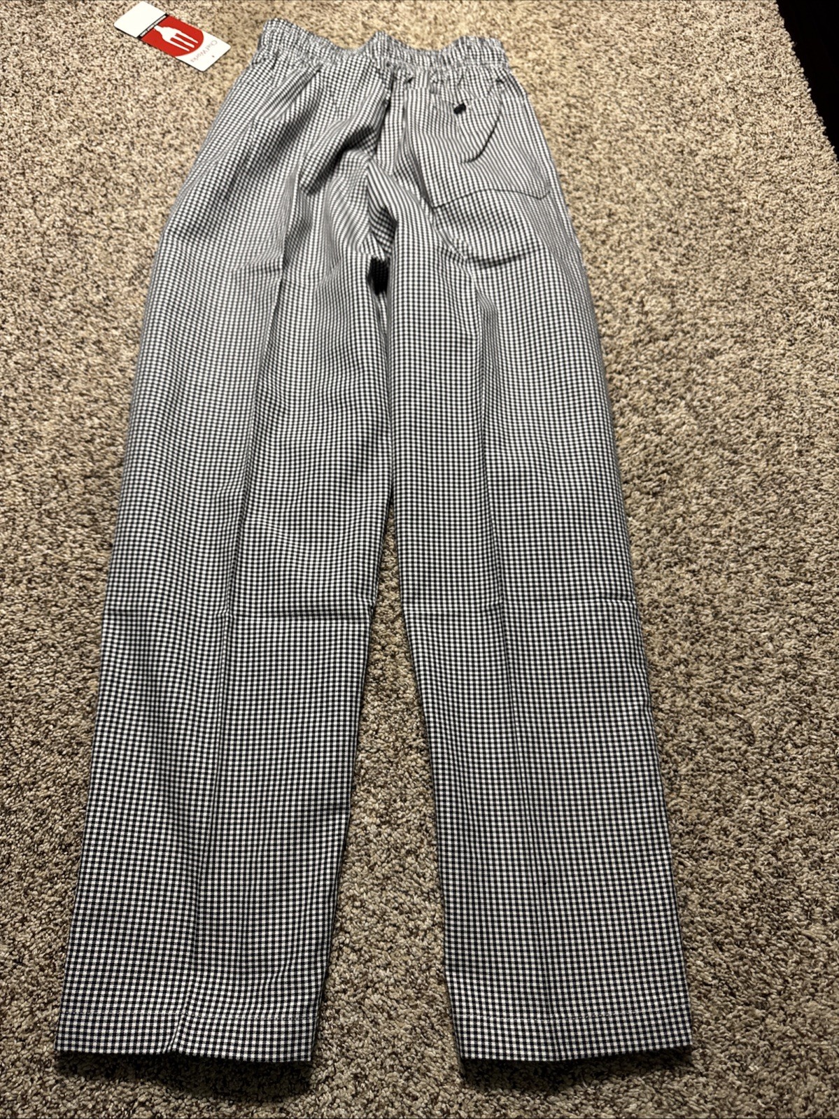 Unisex Black & White Checkered Drawstring Chef Works Kitchen Restaurant Pants XS